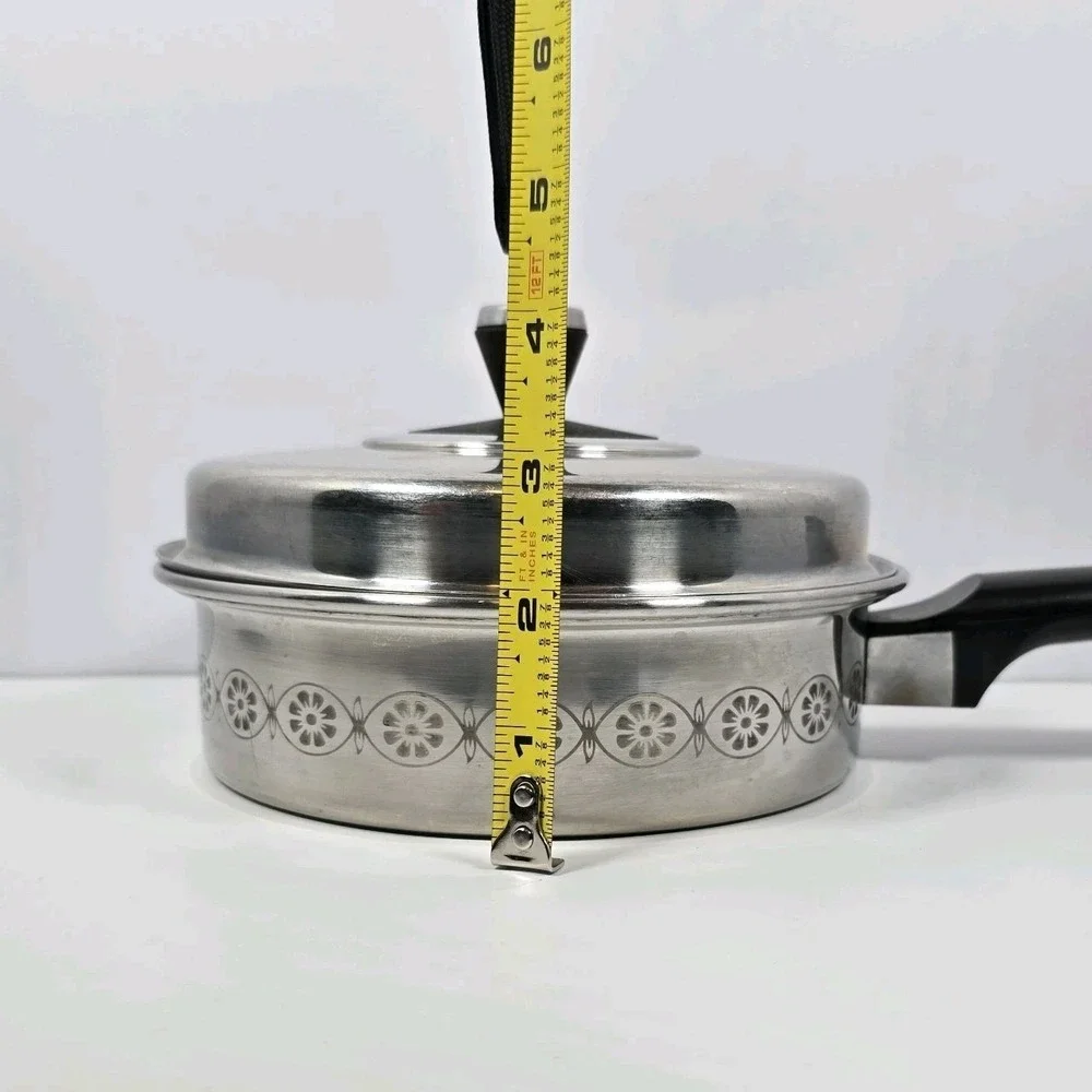Vintage ECKO Flint Ware 3 Ply Stainless Steel Sauce Pan USA MCM